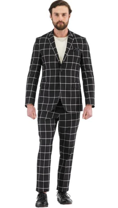 Big and Tall Suit - Plaid Suit - 1920s Gangster Black Suit