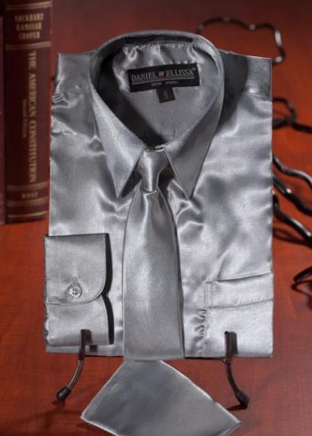 Mens Silver Dress Shirt