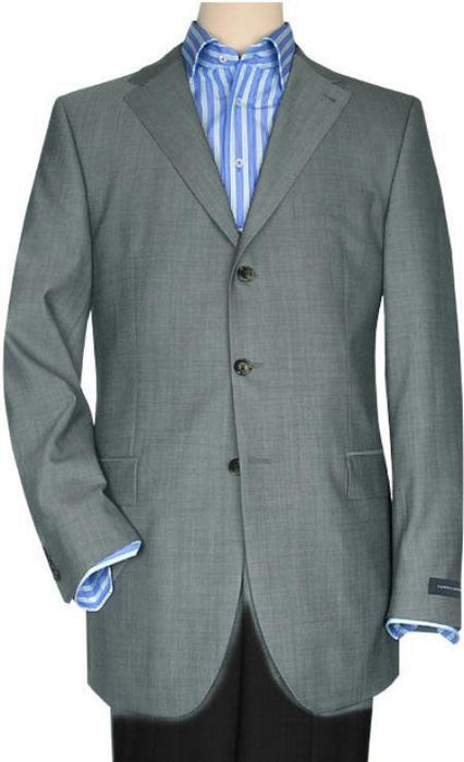 Mens 3 Button Blazer - Three Button Mid Gray Sport Coat - Side Vented - Wool Blazer