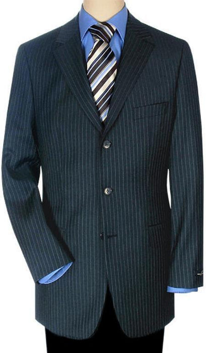 Mens 3 Button Blazer - Three Button Dark Navy Sport Coat - Side Vented - Wool Blazer