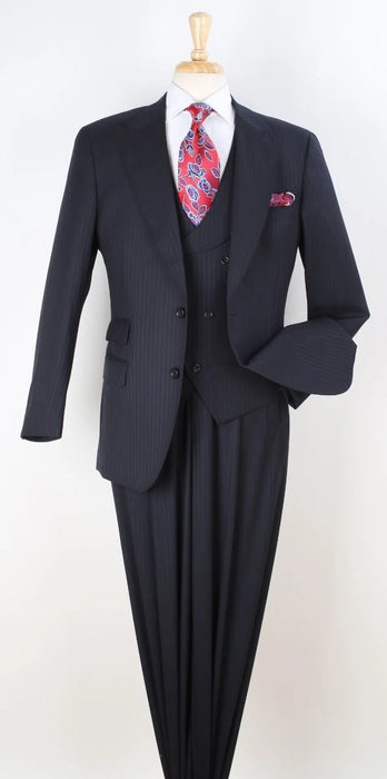 Apollo King Men's 3pc 100% Wool Suit - Zigzag Vest