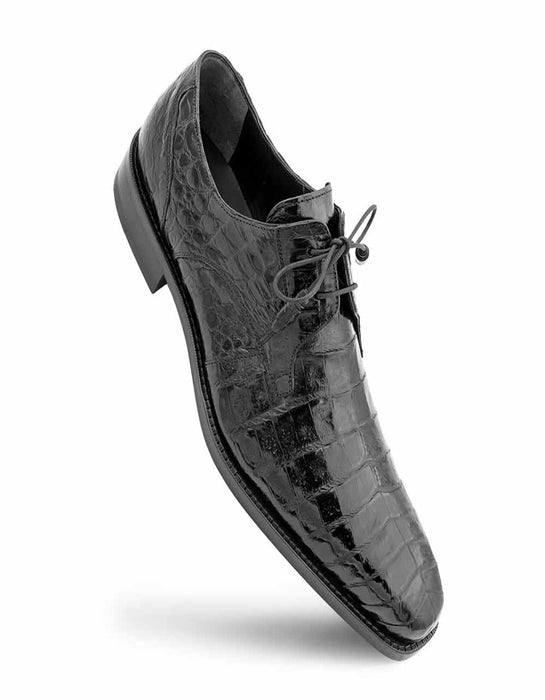 Mezlan Shoes Made in Spain - Mezlan Anderson Black Genuine Crocodile Lace-Up