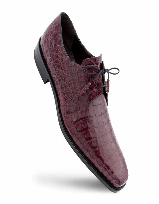 Mezlan Shoes Made in Spain - Mezlan Anderson Burgundy Genuine Crocodile Lace-Up