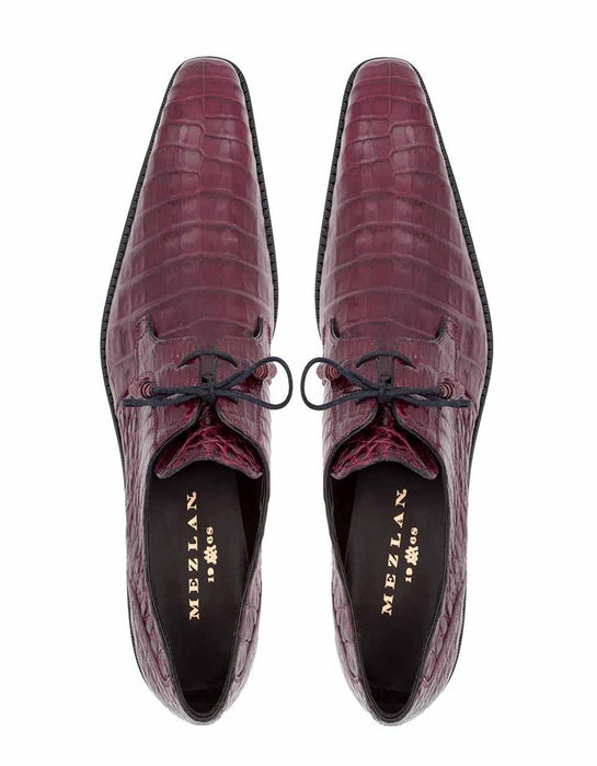 Mezlan Shoes Made in Spain - Mezlan Anderson Burgundy Genuine Crocodile Lace-Up