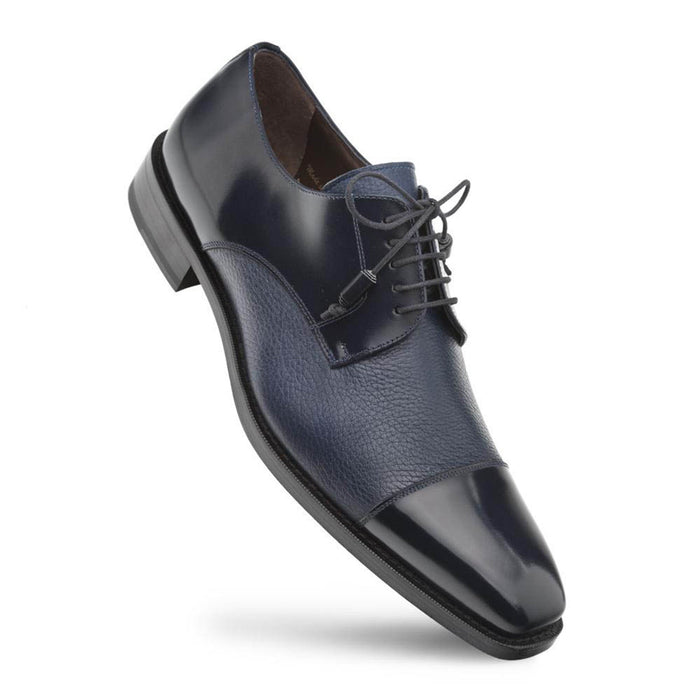 Mezlan Shoes Made in Spain - Mezlan Soka Navy Blue Deerskin & Calf Lace-Up