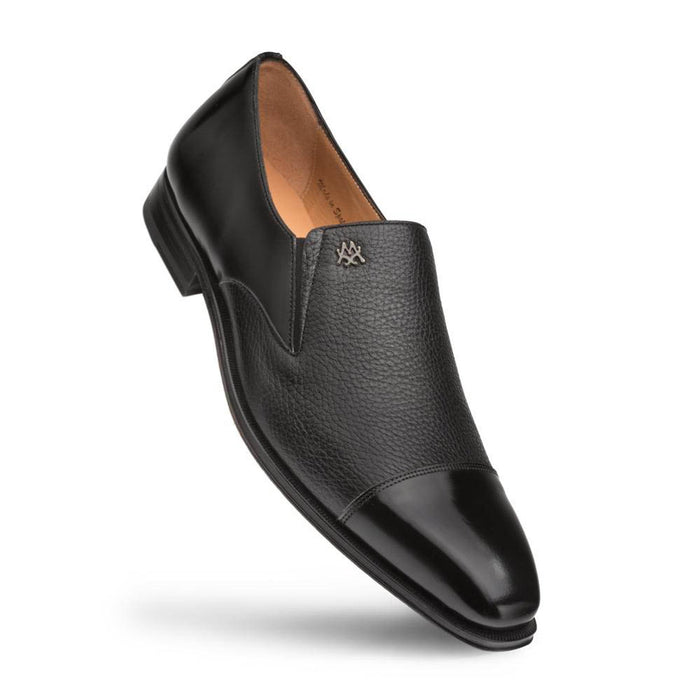 Mezlan Shoes Made in Spain - Mezlan Milani Calfskin & Deerskin Black Slip On Men's Loafers