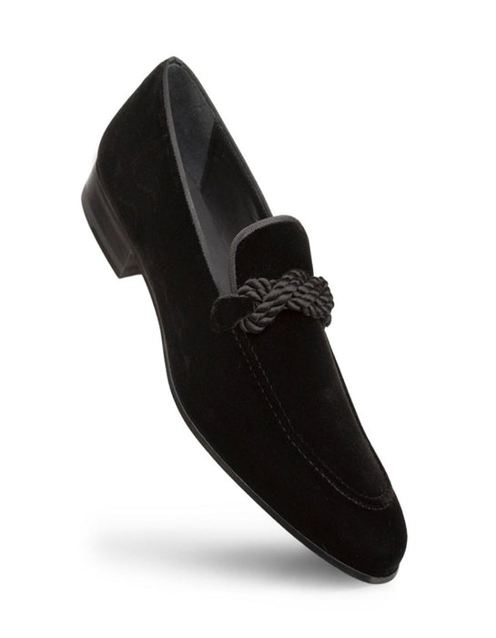 Mezlan Shoes Made in Spain - Mezlan Black Braided Formal   Velvet Loafer