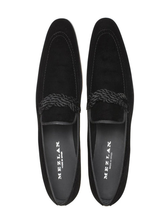 Mezlan Shoes Made in Spain - Mezlan Black Braided Formal   Velvet Loafer