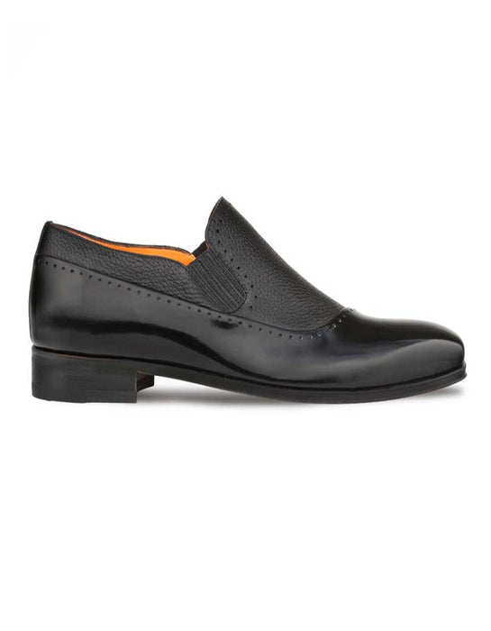 Mezlan Shoes Made in Spain - Mezlan Black Deerskin and Calf leather Slip-on for men