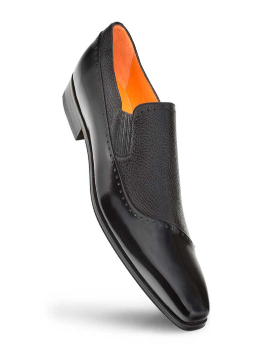 Mezlan Shoes Made in Spain - Mezlan Black Deerskin and Calf leather Slip-on for men