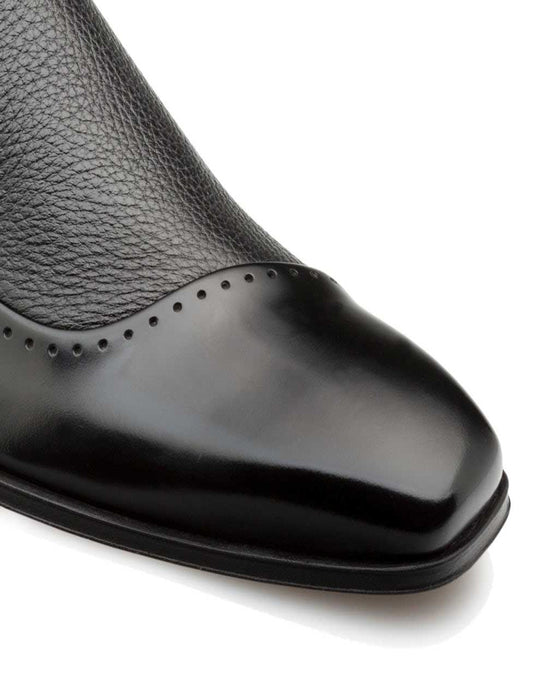 Mezlan Shoes Made in Spain - Mezlan Black Deerskin and Calf leather Slip-on for men