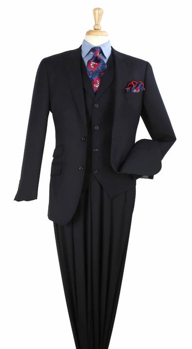 Apollo King Men's Outlet 3pc 100% Wool Suit Fashion Peak Lapel