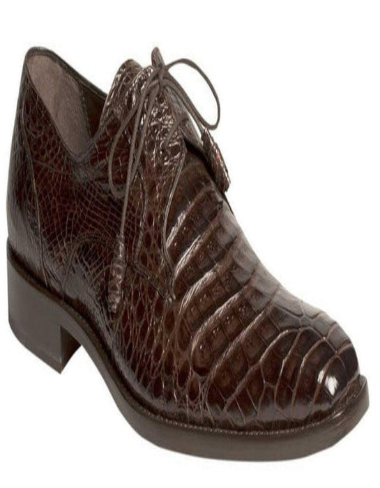 Mezlan Shoes Made in Spain - J Toe Cowboy Boots - J Toe Western Boots - Mezlan Dark Brown Crocodile Shoes Oxford Plain Toe Anderson