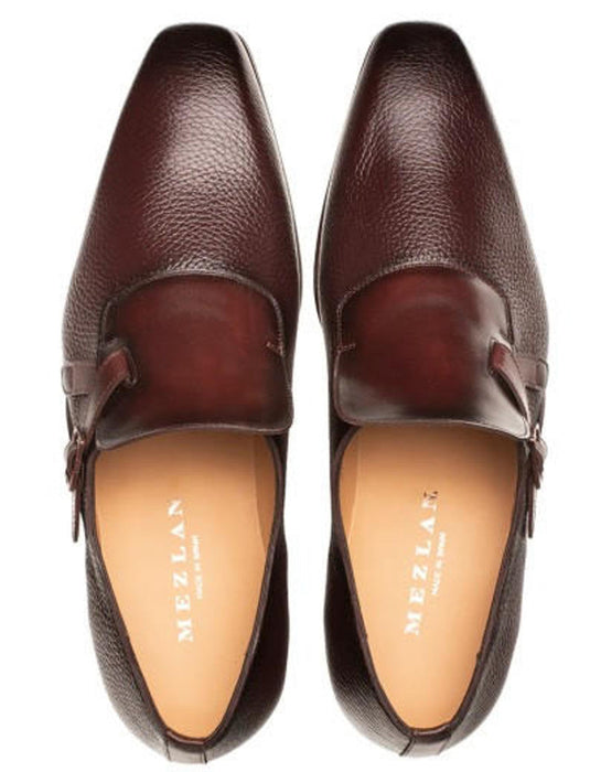 Mezlan Shoes Made in Spain - Mezlan Men's Aceto Deerskin Leather Burgundy/Chocolate Strap Slip