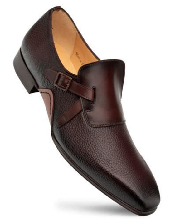 Mezlan Shoes Made in Spain - Mezlan Men's Aceto Deerskin Leather Burgundy/Chocolate Strap Slip