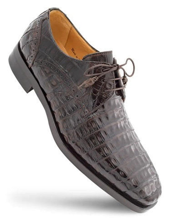 Mezlan Shoes Made in Spain - Mezlan Mens Shoes Brown Crocodile Plain Toe Derby Golfo