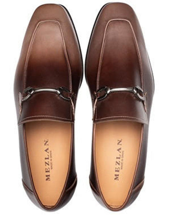 Mezlan Shoes Made in Spain - Mezlan Mens Taupe Brown Two Tone Calfskin Bit Loafer Brunello