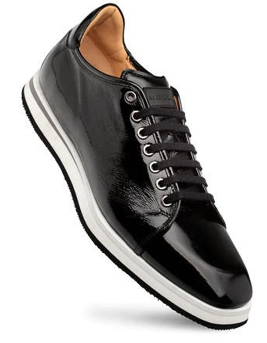 Mezlan Shoes Made in Spain - Mezlan Shiny Leather Sport Oxford Sneaker Black Cartuja