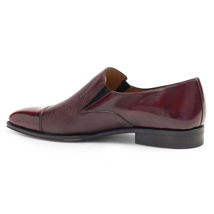 Mezlan Shoes Made in Spain - Mezlan Milani Burgundy Calfskin & Deerskin Menâ€™s Classic Dress Slip On