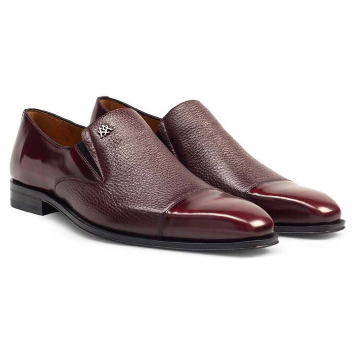 Mezlan Shoes Made in Spain - Mezlan Milani Burgundy Calfskin & Deerskin Menâ€™s Classic Dress Slip On