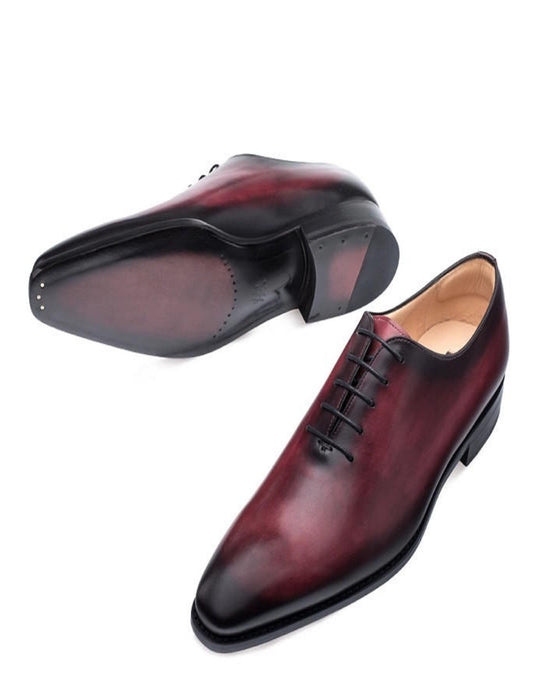 Mezlan Shoes Made in Spain - Mezlan Shoes Men's Burgundy Calfskin Plain Toe Oxford Pamplona