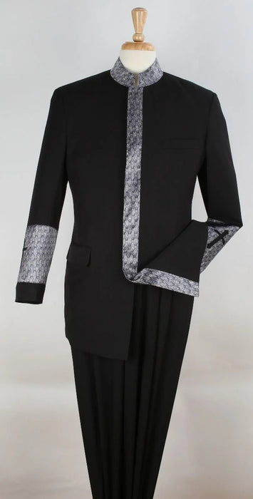 Apollo King Men's 2pc Nehru Style Suit Pastor Suit