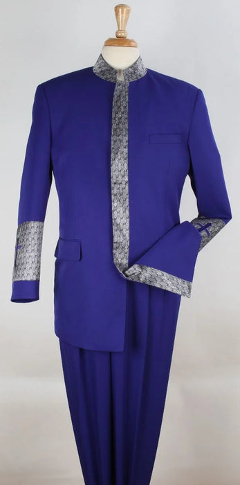 Apollo King Men's 2pc Nehru Style Suit Pastor Suit