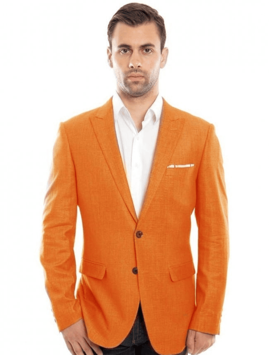 Mens Orange Blazer With Gold Buttons - Orange Sport Coat