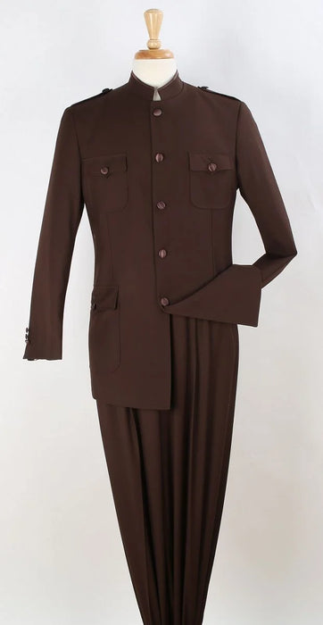 Apollo King Men's 2 Piece Nehru Style Suit Fashion Pockets