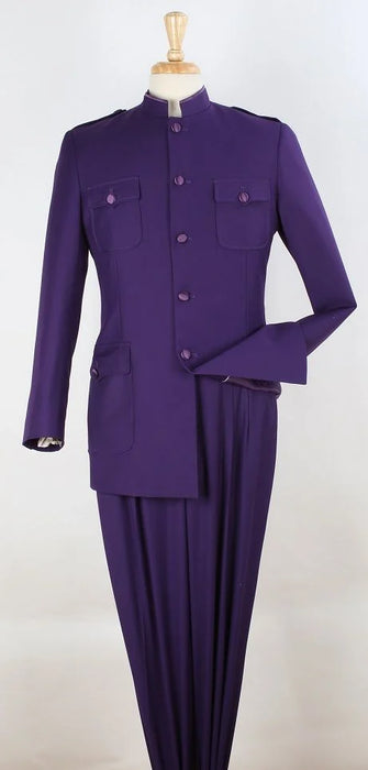 Apollo King Men's 2 Piece Nehru Style Suit Fashion Pockets