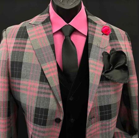 Mens Two Button Peak Lapel Multi-color Suit