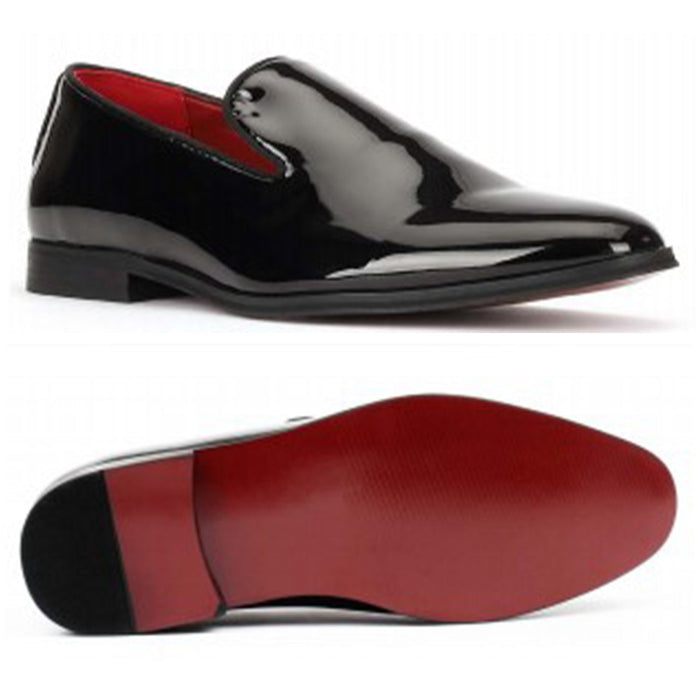 Black Patent Slip on Tuxedo Shoes