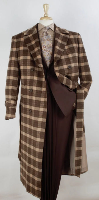 Veno Giovanni Men's 100% Wool Full Length Length Top Coat Double Breasted