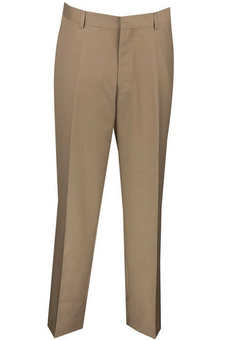 Men's Slim Fit Khaki Dress Pants - Wool-Blend Flat Front Slacks