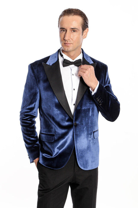 Men's Powder Blue Jacket Black Lapel Tuxedos with Black Pant One Button Elegant Slim Fit Wedding Suit