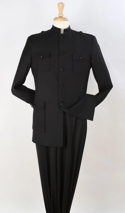 Apollo King Men's 2 Piece Nehru Style Suit Fashion Pockets