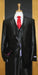 2 Button 3 Piece Shiny Black Silk Blend Flat Front Men's Sharkskin Suit mensusa