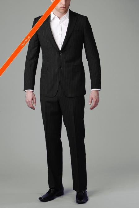 2 Button Black Multi Stripe ~ Pinstripe Slim Cut Suit Affordable Cheap Priced Men's Dress Suit For Sale mensusa