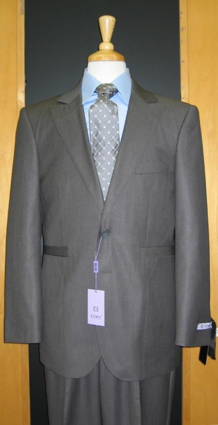 2 Button Grey Silk Blend Custom Flat Front Vented Suit Online Discount Fashion Sale mensusa