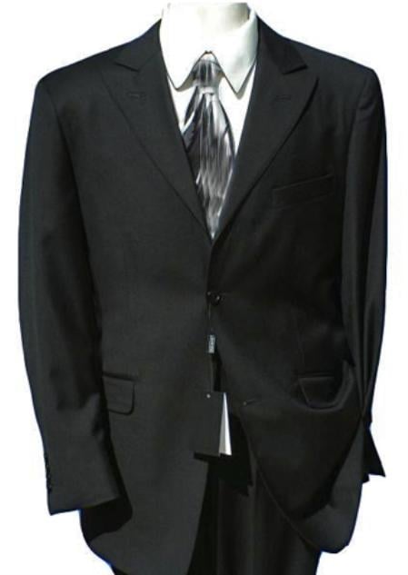 2 Button Peak Lapel Business ~ Wedding 2 piece Side Vented Suit Comes in Black / Dark Navy / Charcoal Gray / Light Gray mensusa