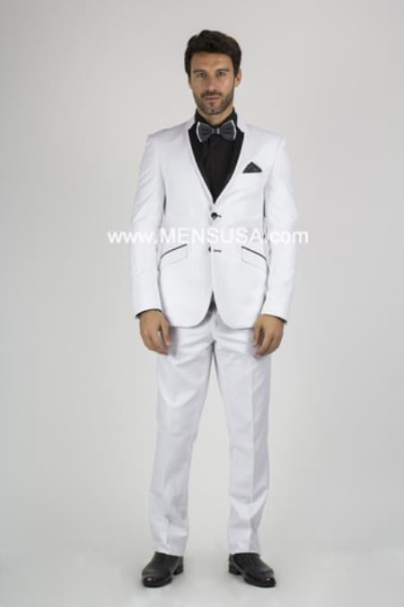 2 Button Slim Fit Shawl Lapel Tuxedo With Vent White Online Discount Fashion Sale