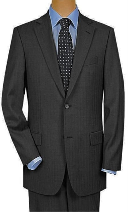 2 Button Super 150's Luxury Gray Shadow Stripe ~ Pinstripe 2 Piece Suits - Two piece Business suits Suit mensusa