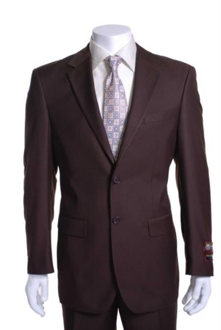 2 Button Vented without pleat fFat Front Pants Business ~ Wedding 2 piece Modern Fit Suits Side Vented 2 Piece Cheap Priced Business Suits Clearance Sale For Men 47815-8-2BV-NP Brown mensusa