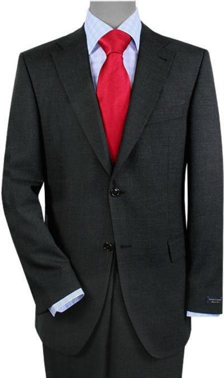 2 Buttons Vented Gray Sharkskin No Pleats Suit mensusa