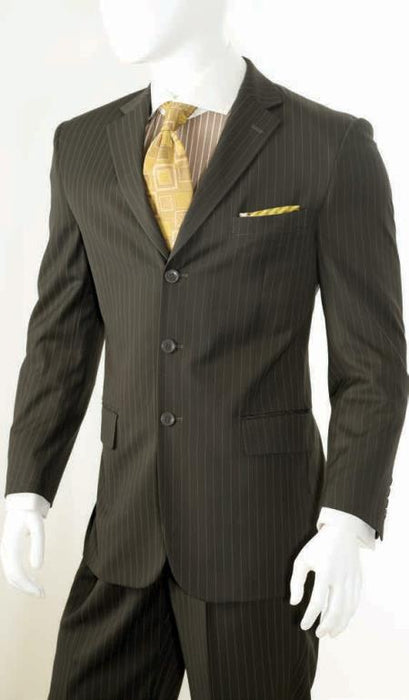 Men's 2 Piece Classic Suit - Pinstripe Brown