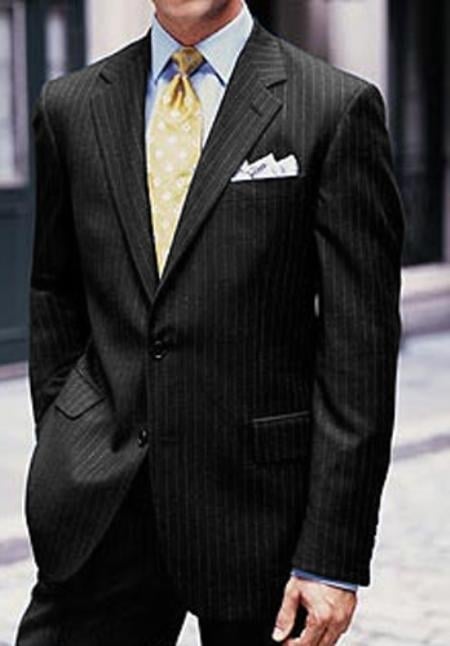 2 or 3 Button Super 150's Black Multi-Stripe ~ Pinstripe 2 Piece Suits - Two piece Business suits Suit mensusa