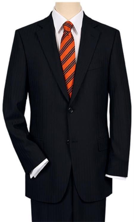 2 or 3 Button Vented without pleat flat front Black On Black Shadow Stripe ~ Pinstripe Suit mensusa