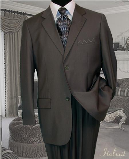 2pc 2 Btn Charcoal Gray Pinstripe Suit Super 150's with Hand Pick Stitch Suit mensusa