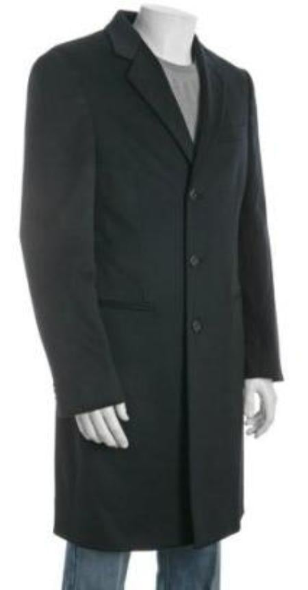 38 inch Mens Dress Coat Three-button Side Vented navy blue Wool-Blend 3 buttons Mens Overcoat mensusa