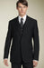 3pc 2 Button Black Super 150's Wool Suit with Hand Pick Stitch Suit mensusa